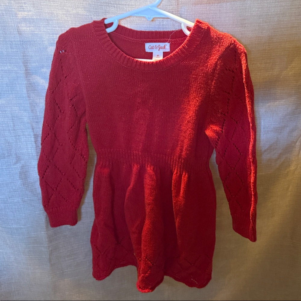 Cat & Jack Red Crew Neck Sweater